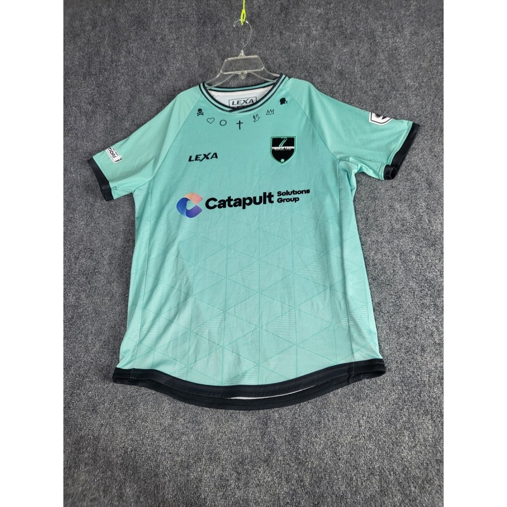LEXA Soccer Jersey Men Sz L TENFIFTEEN Soccer.com Short Sleeve Aqua Activewear